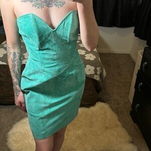 1980s Teal Dress